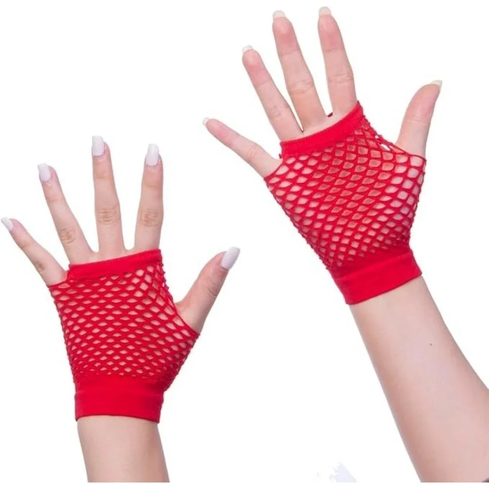 Lot of 25 Fingerless Nylon Mesh Fishnet Gloves 80's Party, Dance Team, Costumes